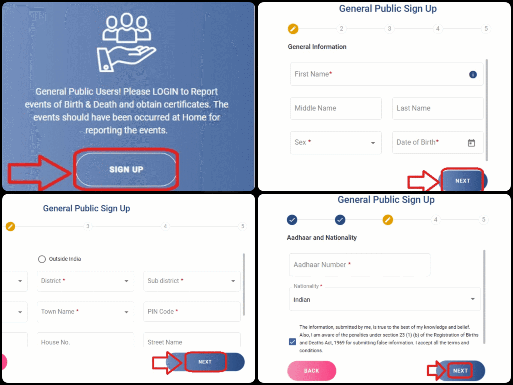 Birth Certificate Registration (Signup)