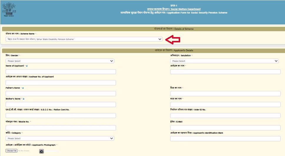 Bihar Viklang Pension Yojana Online Apply