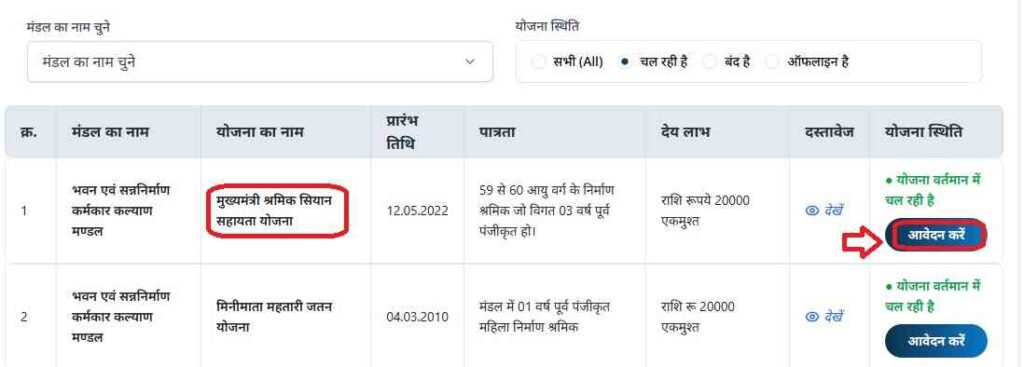 Mukhyamantri Shramik Siyan Sahayata Yojana Online Apply